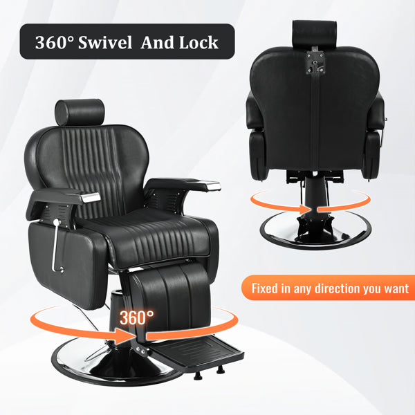 Pro Barber Chair – Heavy Duty Hydraulic Reclining Salon Chair (360° Rotation)