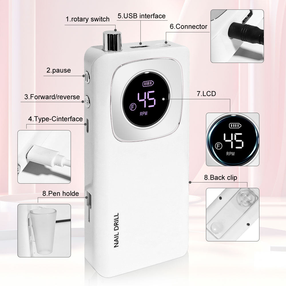 Aura Pro Nail Drill Kit – 45K RPM Electric Nail File for Acrylic & Gel Nails (Salon Quality at Home)