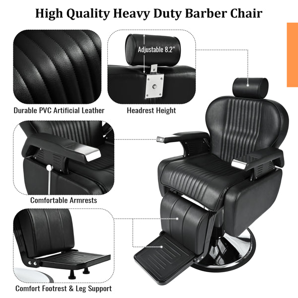 Pro Barber Chair – Heavy Duty Hydraulic Reclining Salon Chair (360° Rotation)