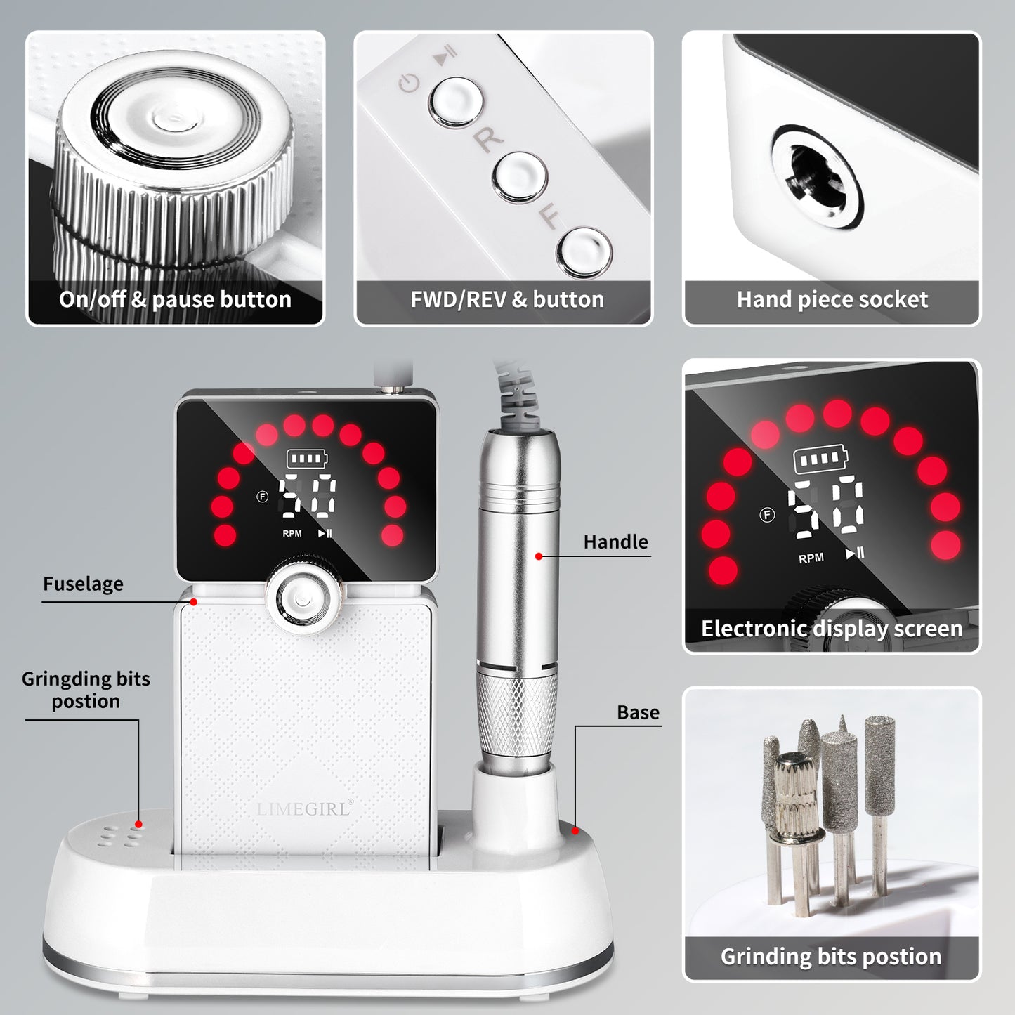 Aura Kings™ Pro Nail Drill 50K RPM Kit