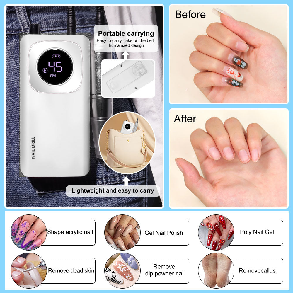 Aura Pro Nail Drill Kit – 45K RPM Electric Nail File for Acrylic & Gel Nails (Salon Quality at Home)