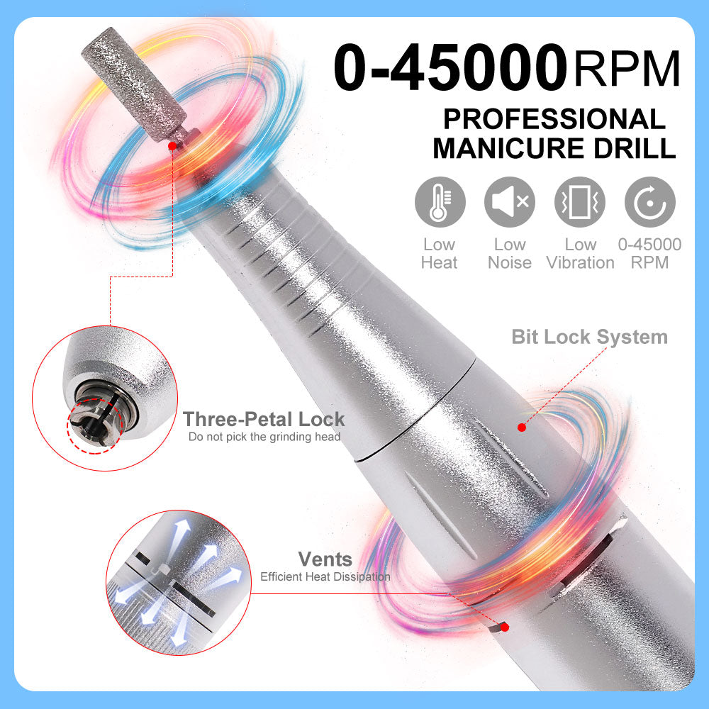 Aura Pro Nail Drill Kit – 45K RPM Electric Nail File for Acrylic & Gel Nails (Salon Quality at Home)